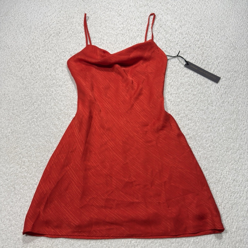 House Of Harlow X Revolve Women's Dress Mini Red Satin Strappy Lined Holiday XXS